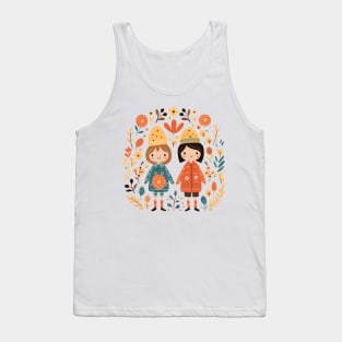 Scandinavian Folk Art Couple 2 Tank Top